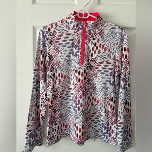 Tail White Label Long Sleeve 1/4 Zip Mock Neck Multi-Print Golf Top, Size S